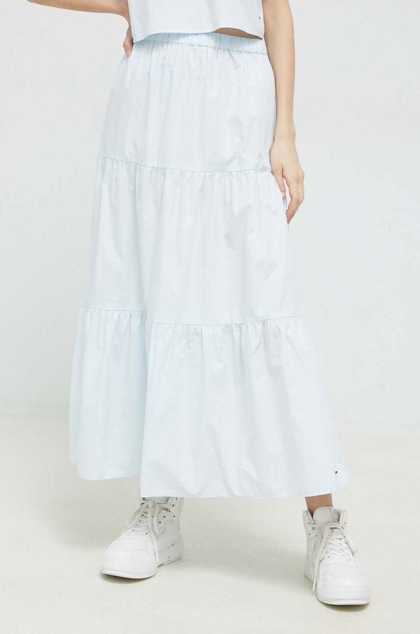 

Хлопковая юбка Tommy Jeans maxi расклешённая