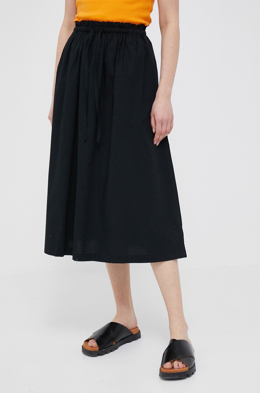 Bavlněná sukně GAP černá barva, midi, áčková