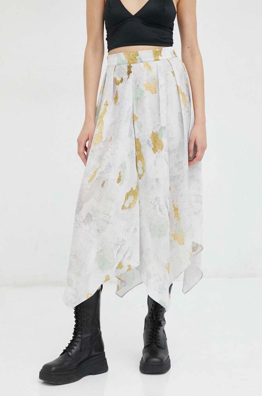 

Спідниця AllSaints колір білий maxi розкльошена