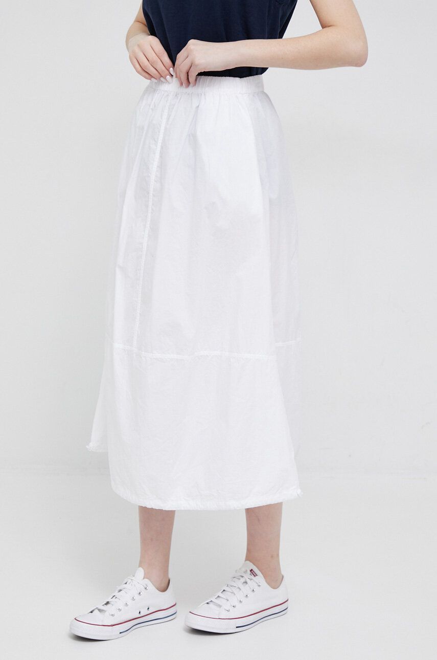 Bavlněná sukně Deha bílá barva, midi, áčková - bílá -  100 % Bavlna