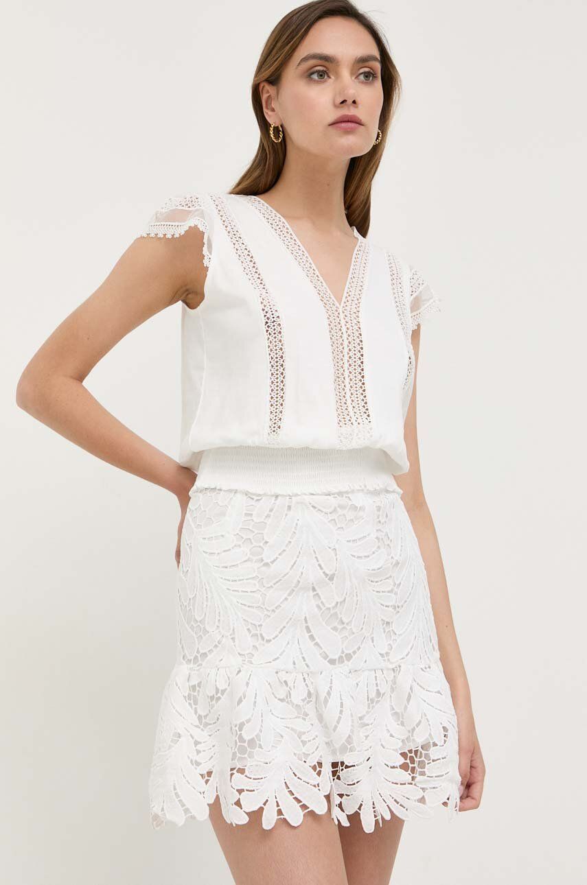 Sukně Morgan bílá barva, mini - bílá -  100 % Polyester