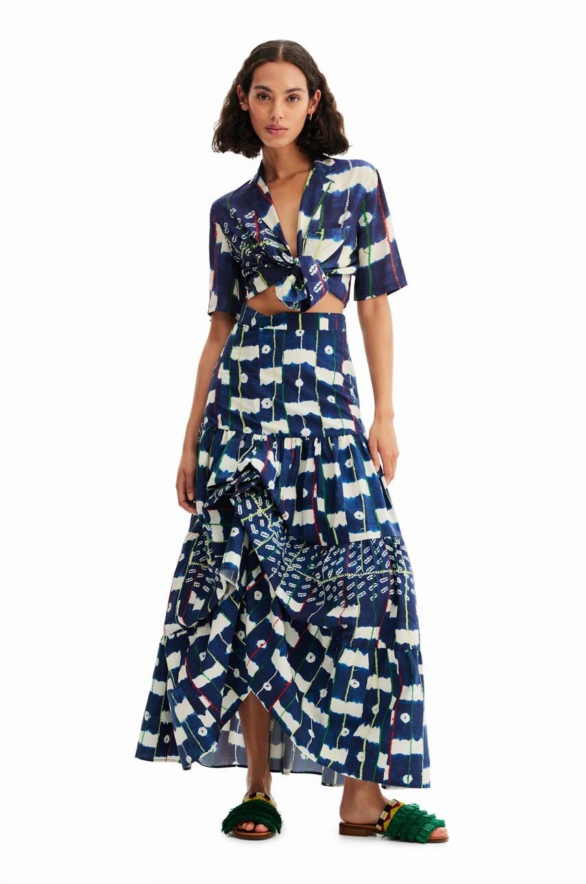 

Юбка Desigual цвет синий midi расклешённая