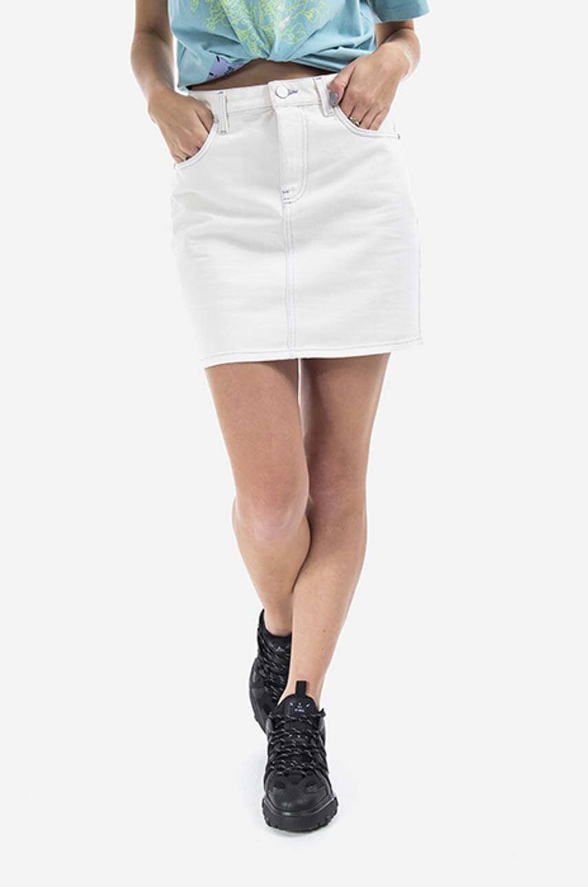 MCQ fustă din denim din bumbac culoarea alb, mini, dreaptă 623877RRR209001-CREAM MCQ fustă din denim din bumbac culoarea alb, mini, dreaptă 623877RRR209001-CREAM