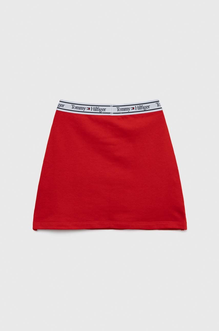 Levně Dětská sukně Tommy Hilfiger červená barva, mini
