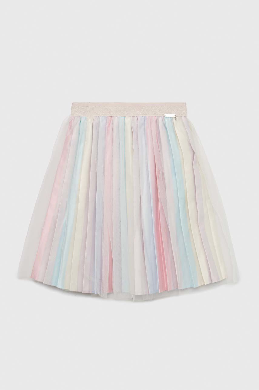 Dětská sukně Guess růžová barva, midi, áčková - růžová -  Materiál č. 1: 100 % Polyamid Ma
