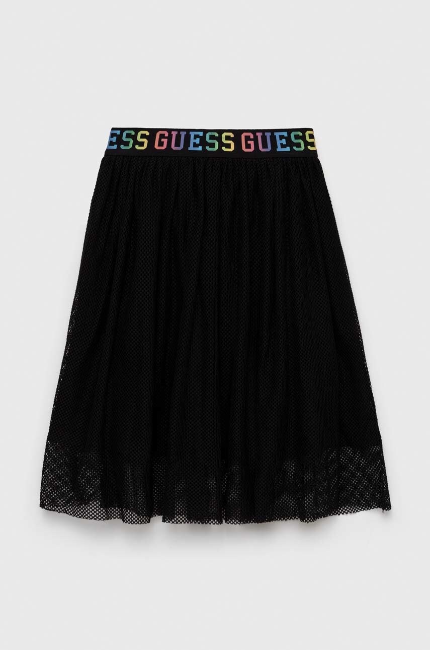 

Дитяча спідниця Guess колір чорний midi розкльошена
