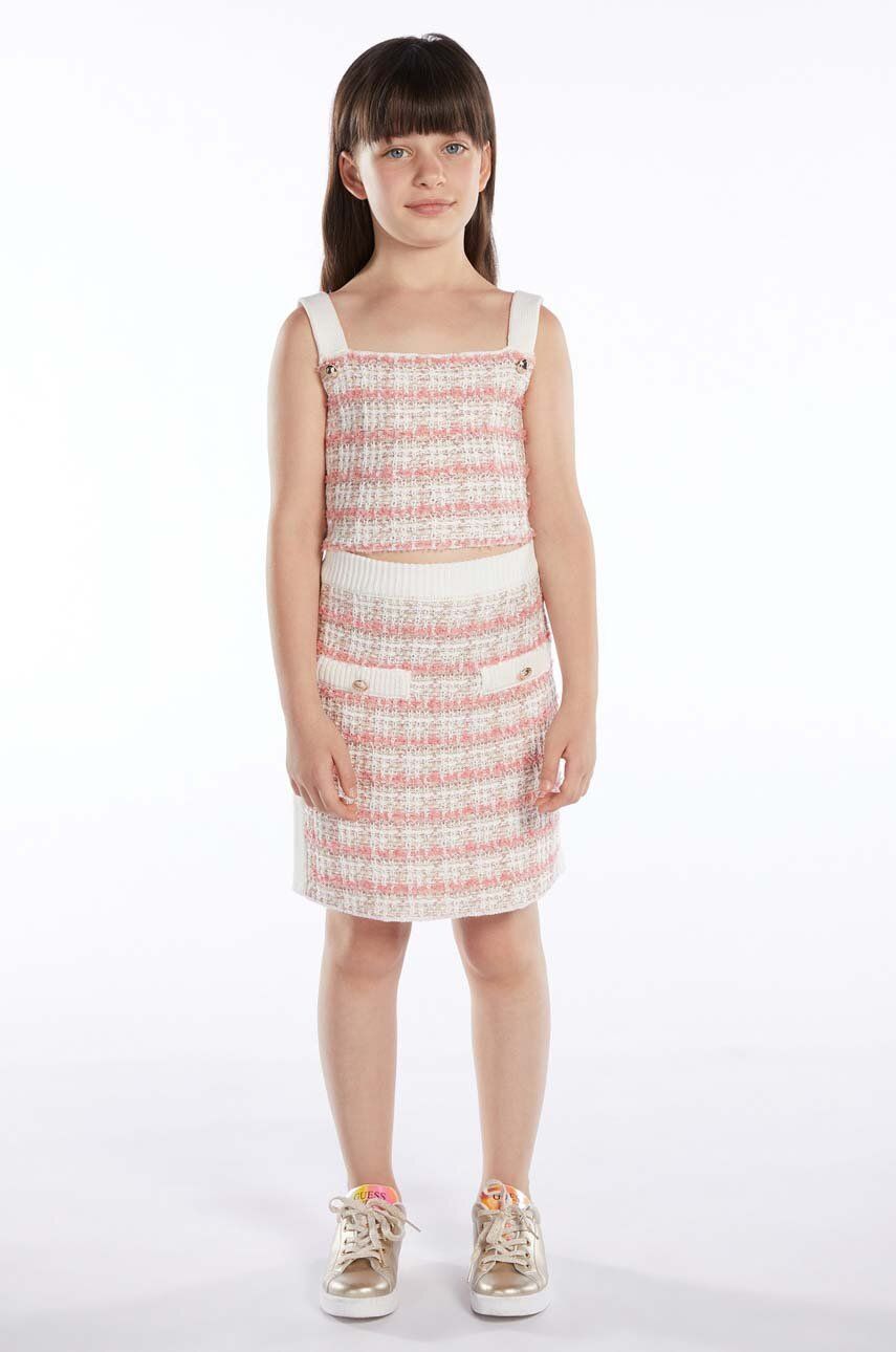Dětská sukně Guess růžová barva, mini - růžová -  44 % Akryl