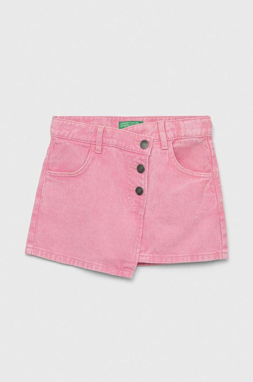 

Детская джинсовая юбка United Colors of Benetton цвет розовый mini прямая