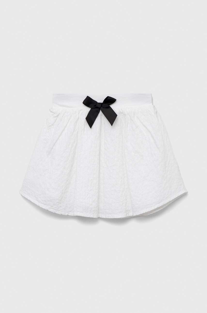 Dětská sukně United Colors of Benetton bílá barva, mini, áčková - bílá -  Hlavní materiál: 99 %