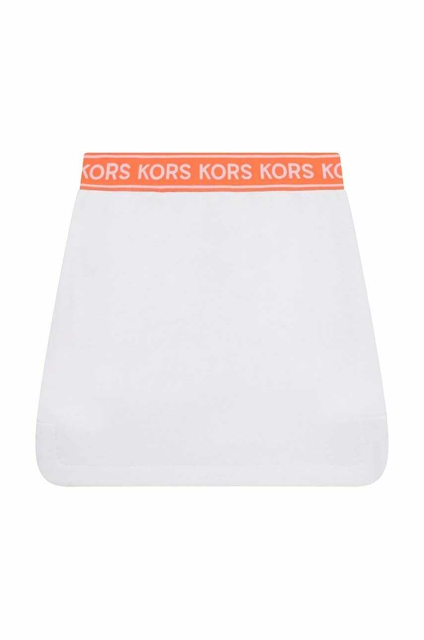 Детская хлопковая юбка Michael Kors цвет белый mini прямая Детская хлопковая юбка Michael Kors цвет белый mini прямая