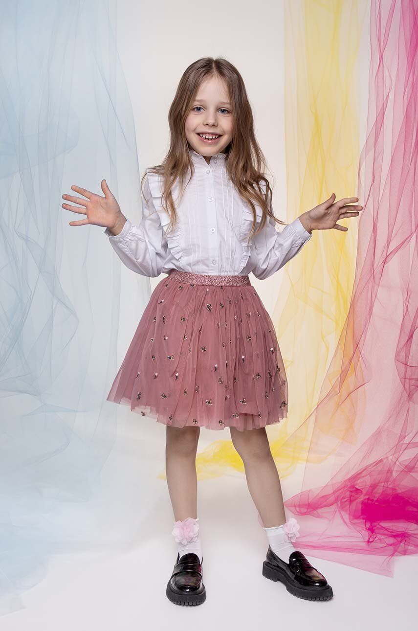 Dětská sukně Coccodrillo fialová barva, mini, áčková - fialová -  100 % Polyamid