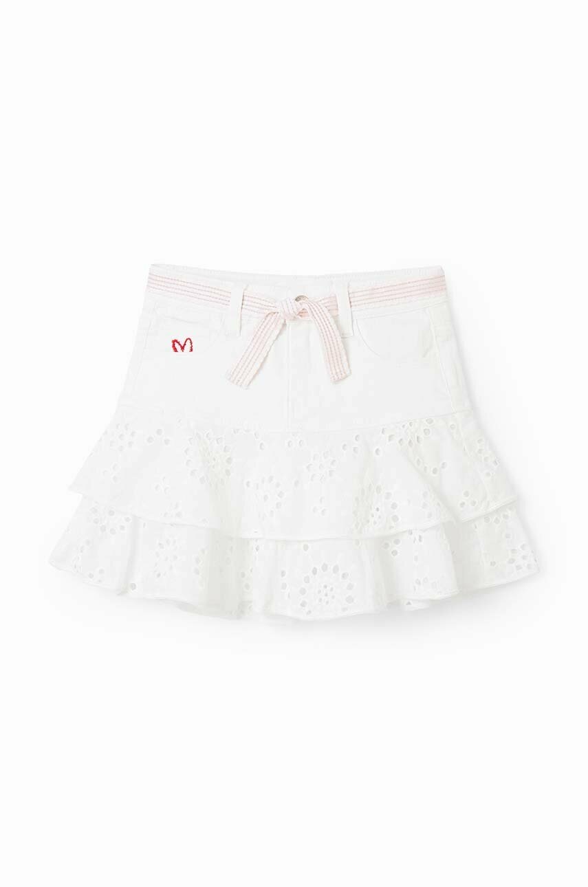 Детская юбка Desigual цвет белый mini расклешённая