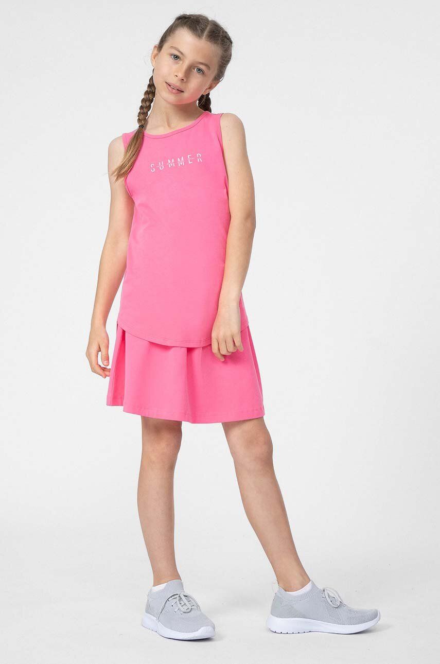 Dětská sukně 4F F009 fialová barva, mini, áčková - fialová -  96 % Bavlna