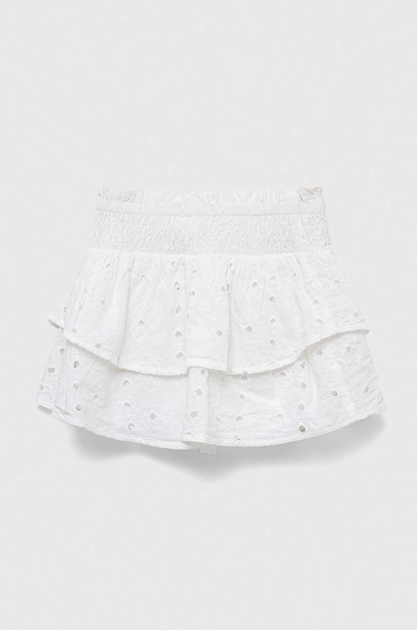 Dětská bavlněná sukně Abercrombie & Fitch bílá barva, mini