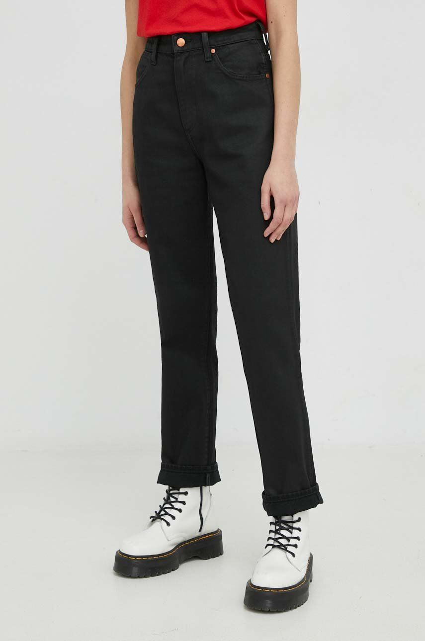 Wrangler Jeansi Barrel Coated Black Femei , High Waist