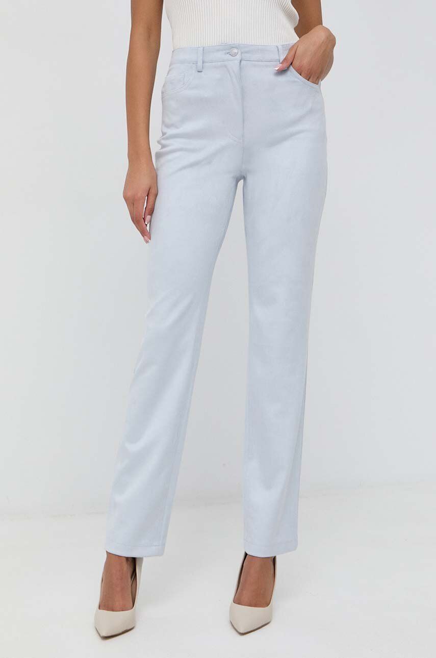Kalhoty Guess dámské, jednoduché, high waist - modrá -  90% Polyester