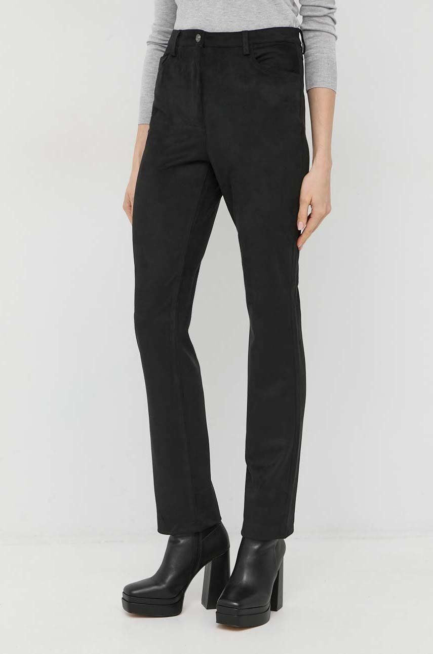 Kalhoty Guess dámské, černá barva, jednoduché, high waist - černá -  90% Polyester