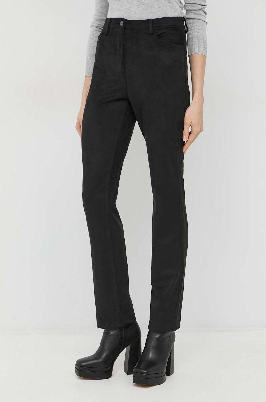 Levně Kalhoty Guess dámské, černá barva, jednoduché, high waist
