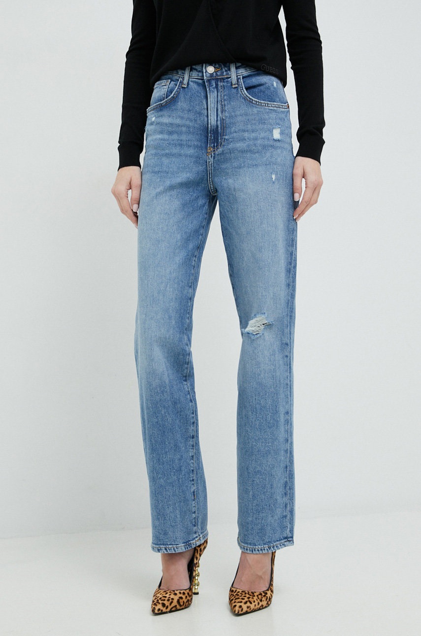 

Дънки Guess Melrose с висока талия, Син