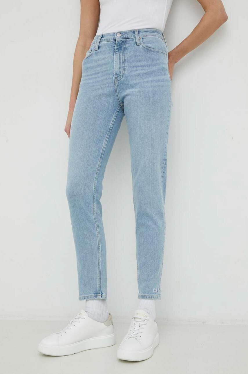 

Дънки Calvin Klein Jeans Mom Jean с висока талия, Син