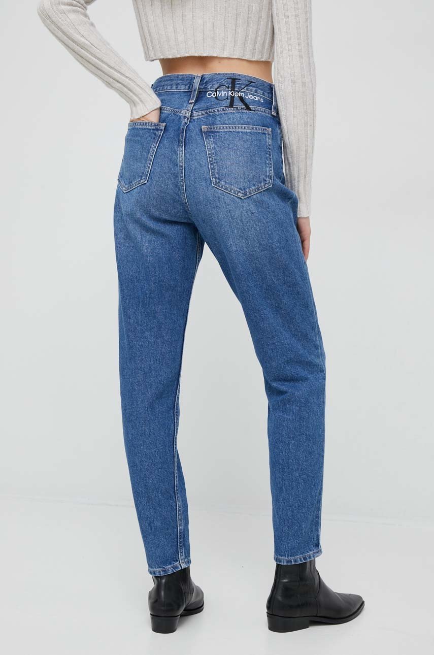 

Дънки Calvin Klein Jeans в с висока талия, Тъмносин