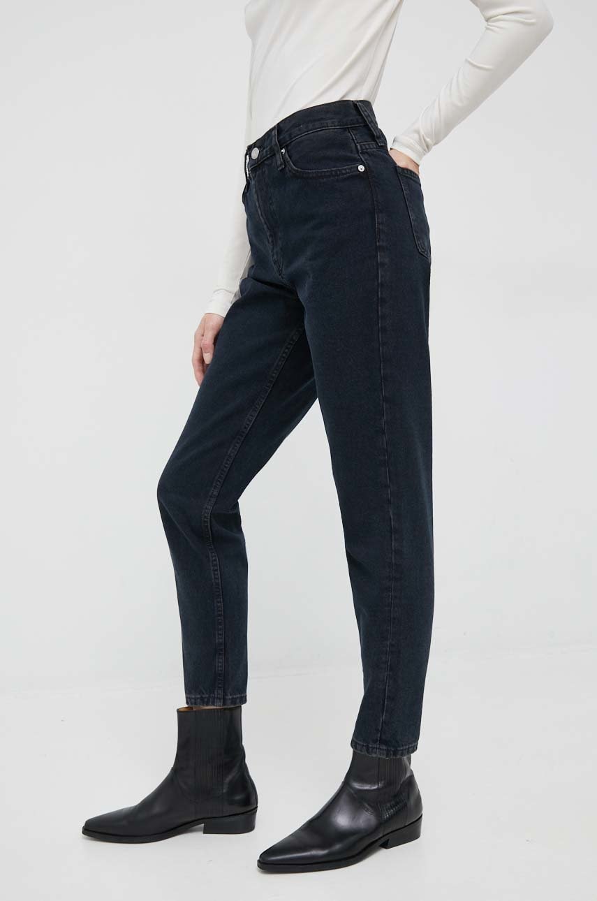 

Дънки Calvin Klein Jeans в с висока талия, Тъмносин