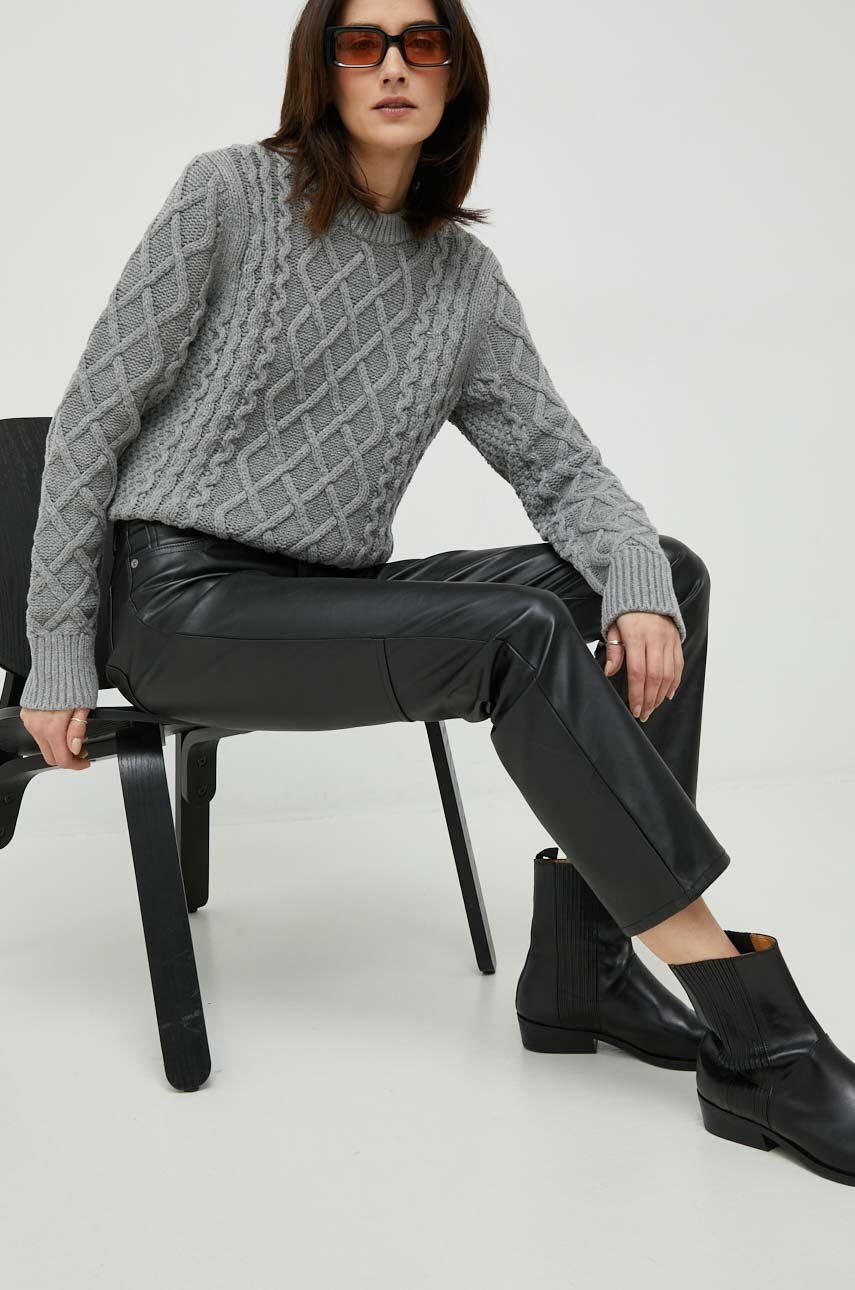 E-shop Kalhoty GAP dámské, černá barva, přiléhavé, high waist
