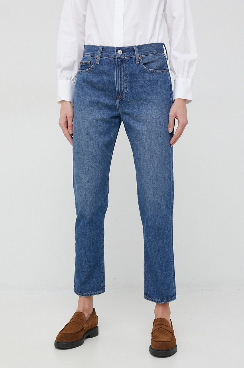 Džíny Polo Ralph Lauren dámské, high waist - modrá -  100 % Bavlna