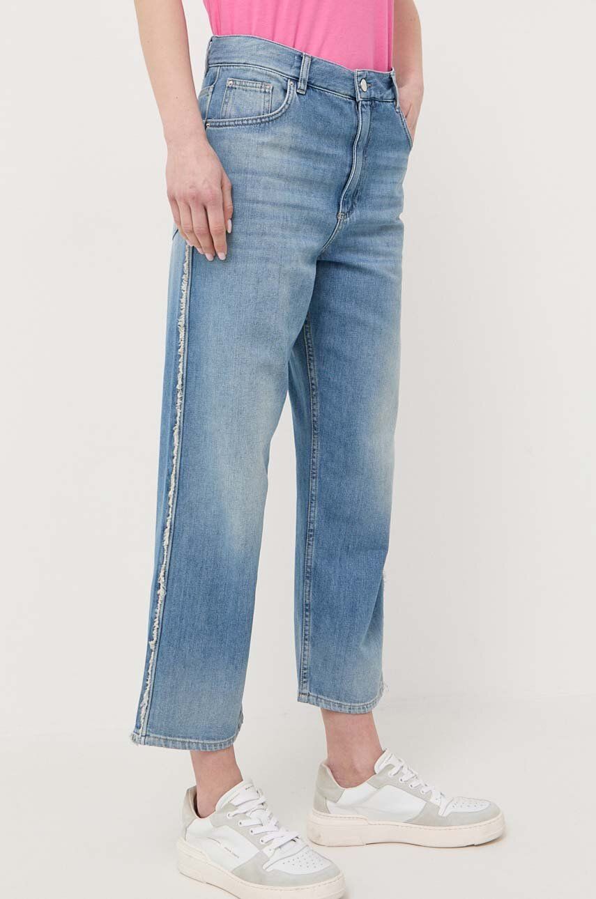 Bavlněné džíny Marella high waist - modrá -  100 % Bavlna