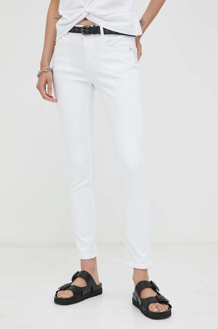 Mustang jeansi Style Shelby Skinny 7/8 femei, culoarea alb