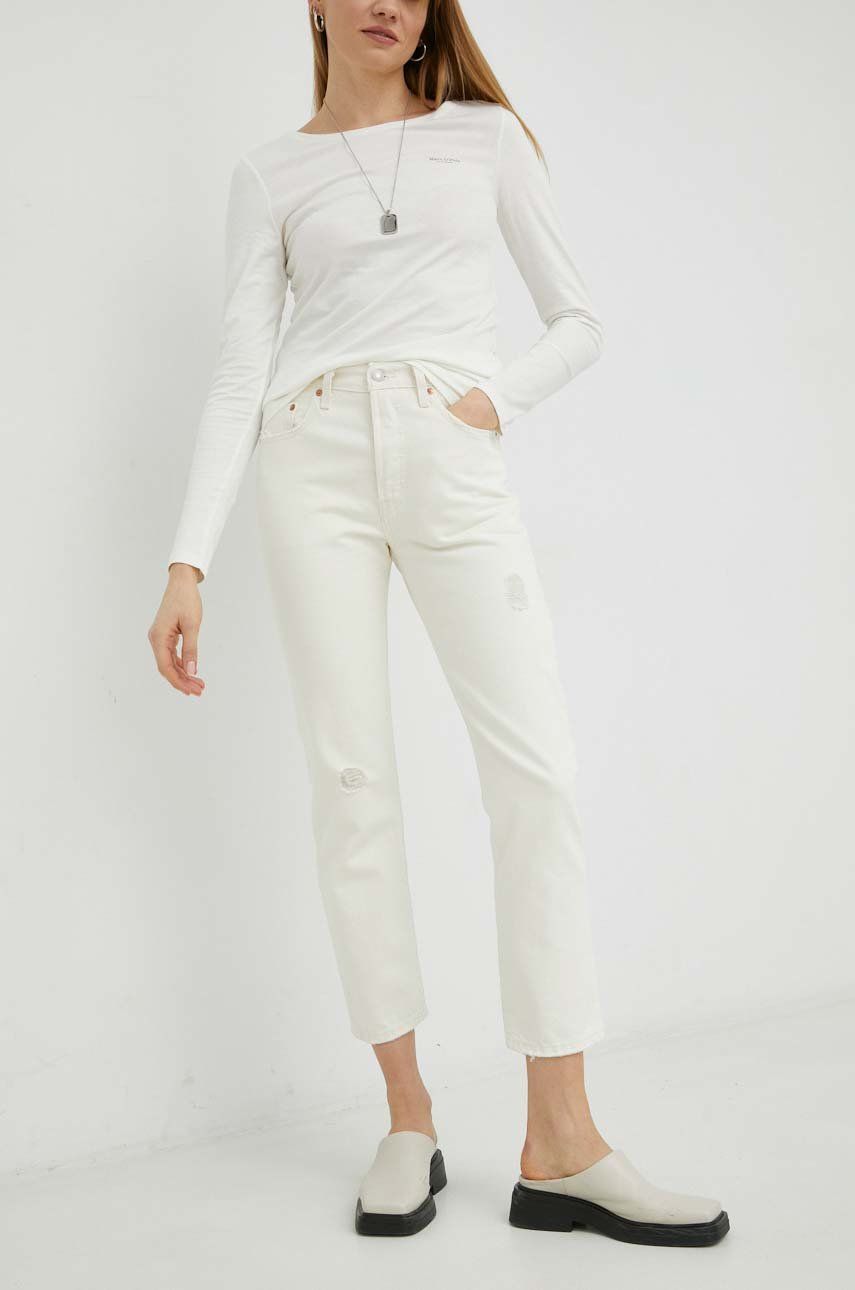 Bavlněné džíny Levi′s 501 dámské, high waist - béžová -  100 % Bavlna