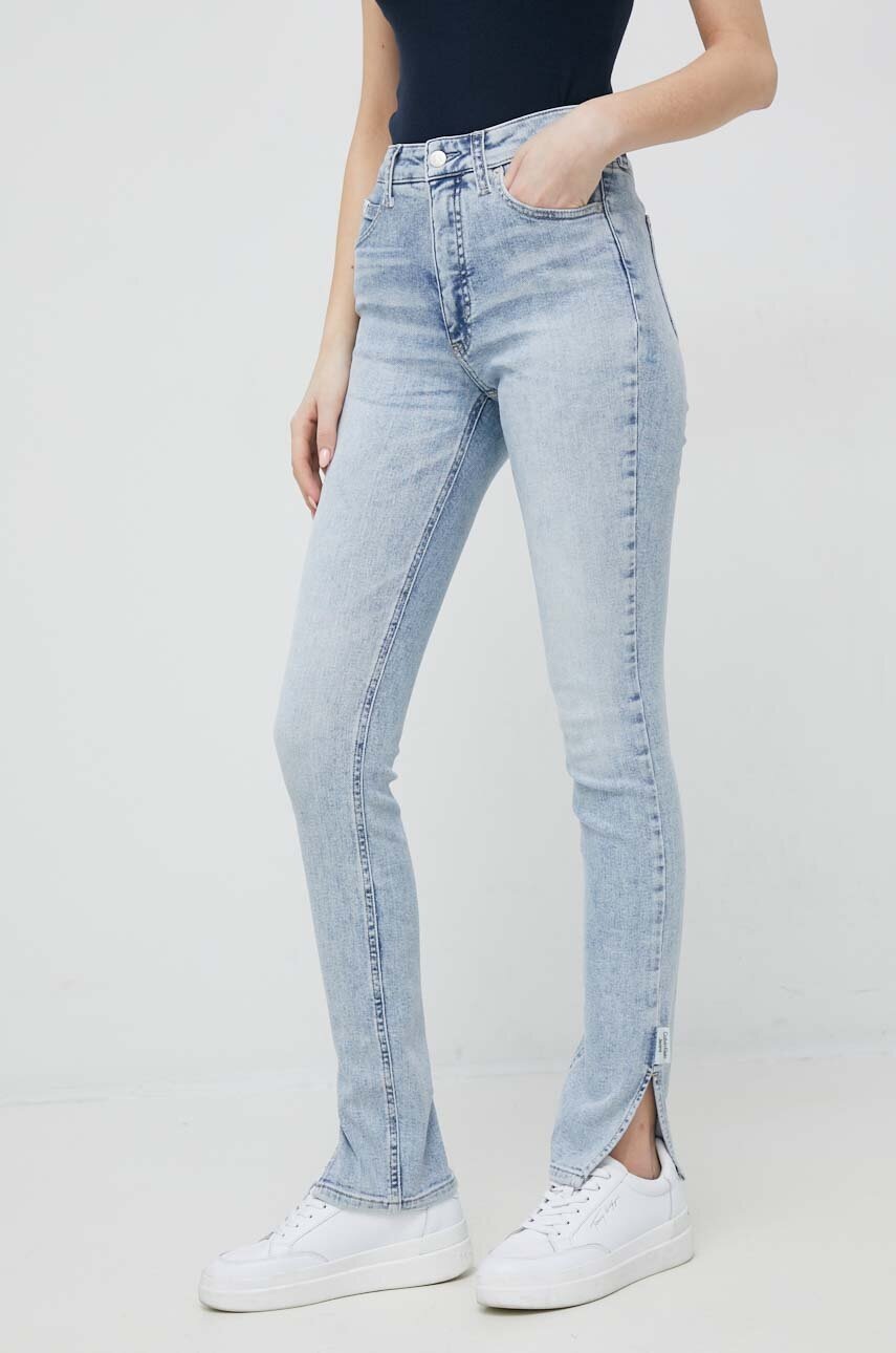 

Дънки Calvin Klein Jeans в с висока талия, Син