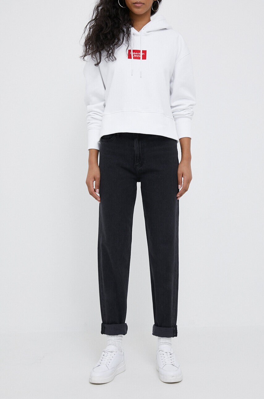 

Дънки Calvin Klein Jeans в с висока талия, Черен