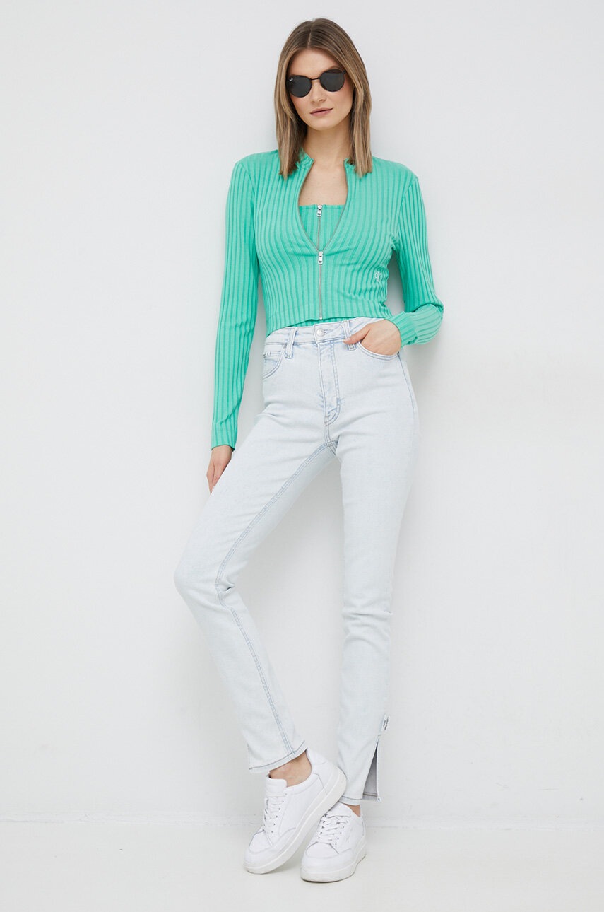 

Дънки Calvin Klein Jeans в с висока талия, Син