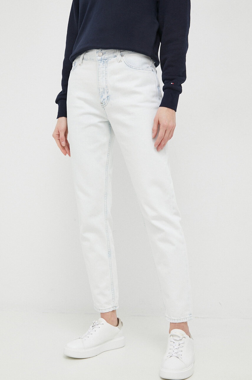 

Памучни дънки Calvin Klein Jeans в с висока талия, Син