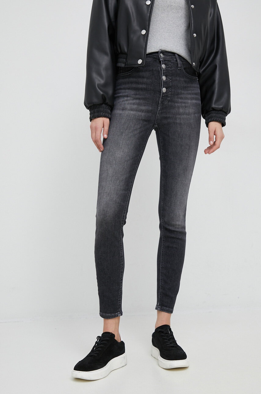 

Дънки Calvin Klein Jeans в с висока талия, Сив