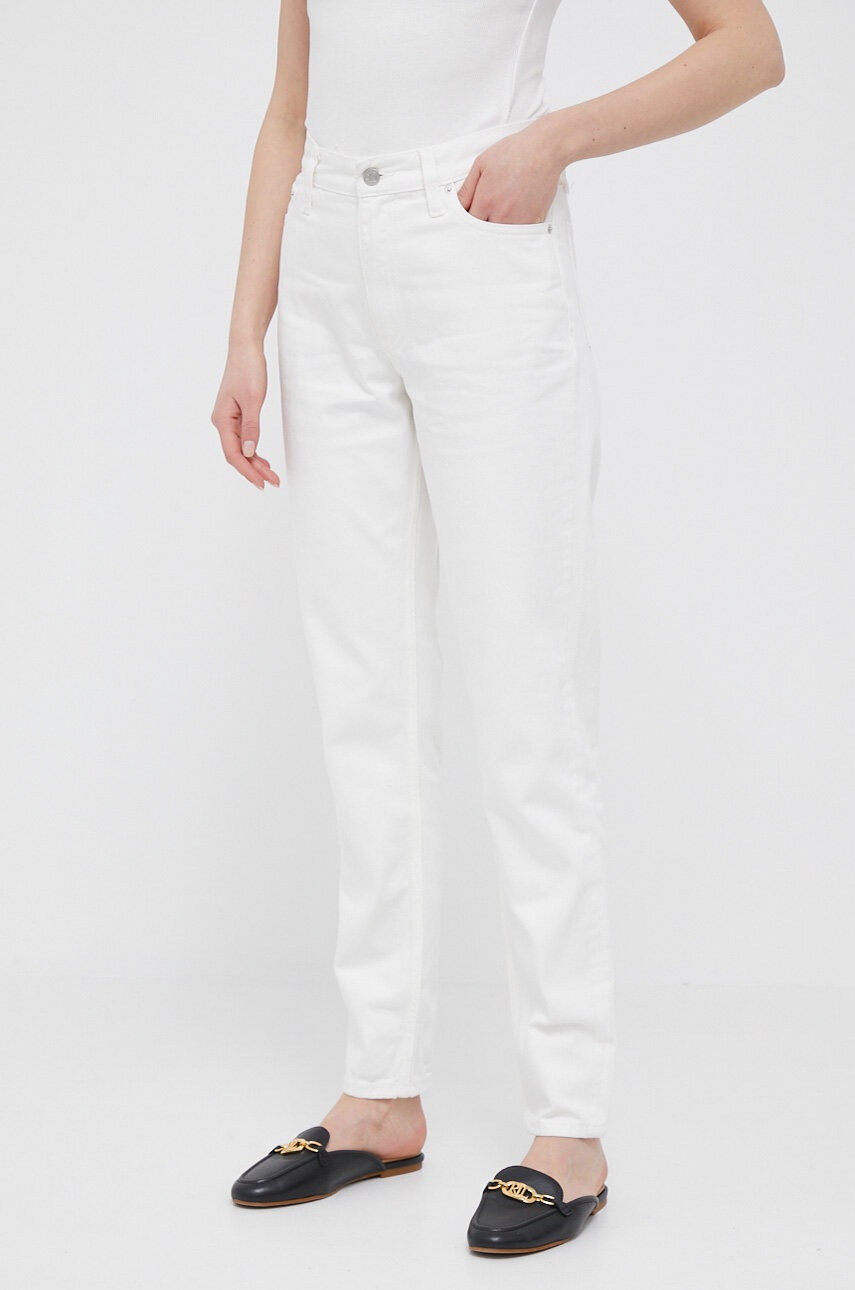 

Дънки Calvin Klein Jeans Mom Jean с висока талия, Бял