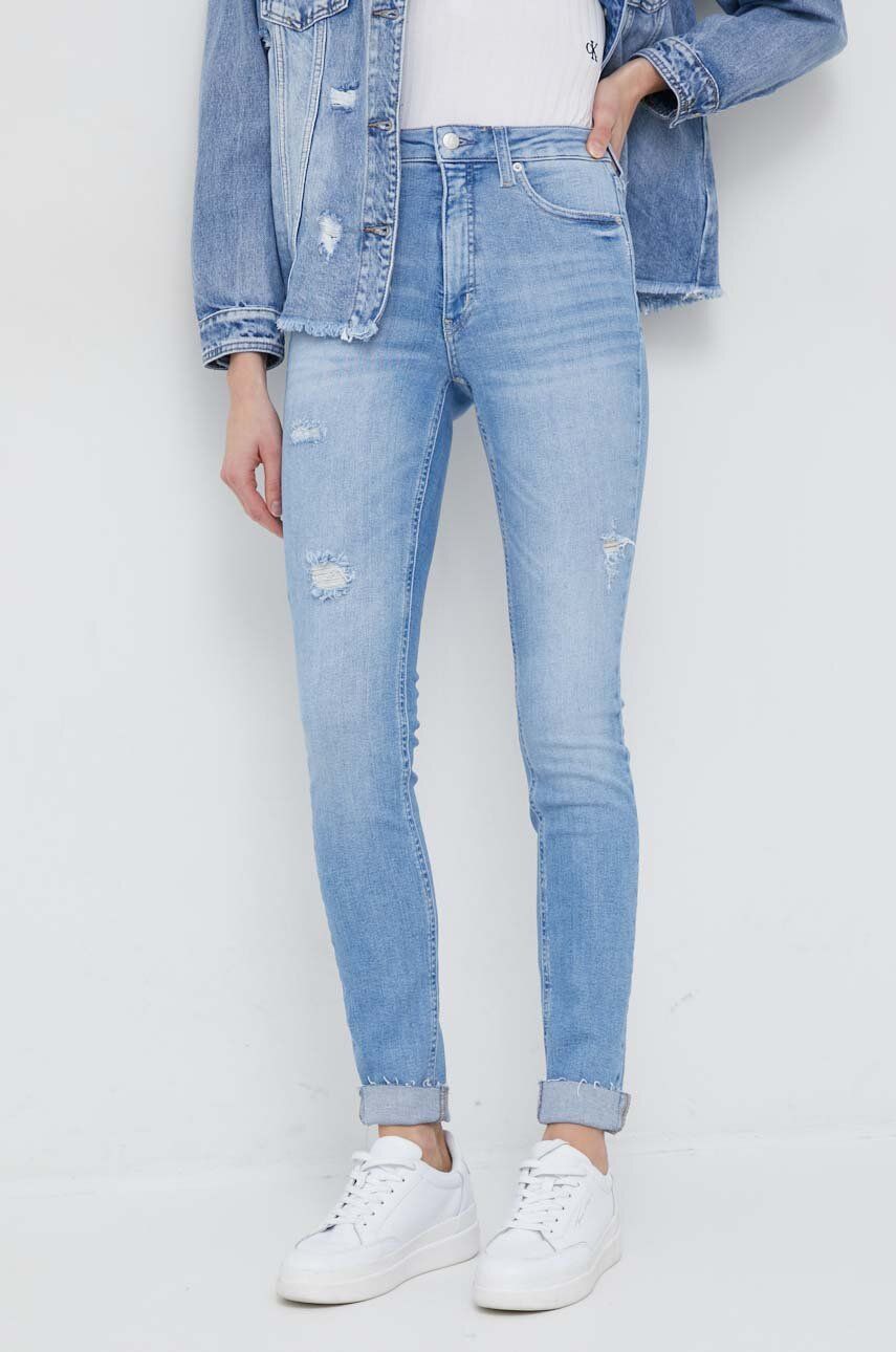 Džíny Calvin Klein Jeans dámské - modrá -  94 % Bavlna