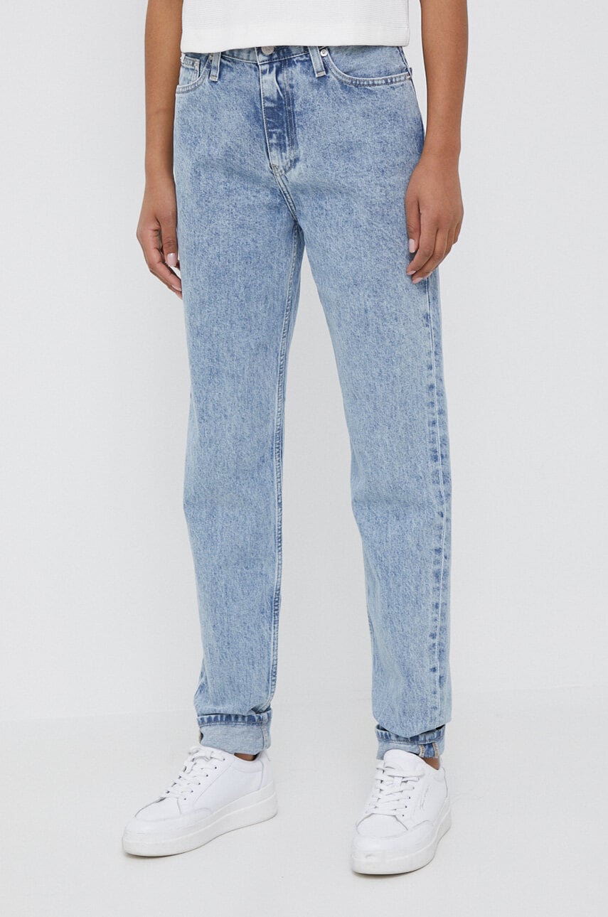 

Дънки Calvin Klein Jeans в с висока талия, Син
