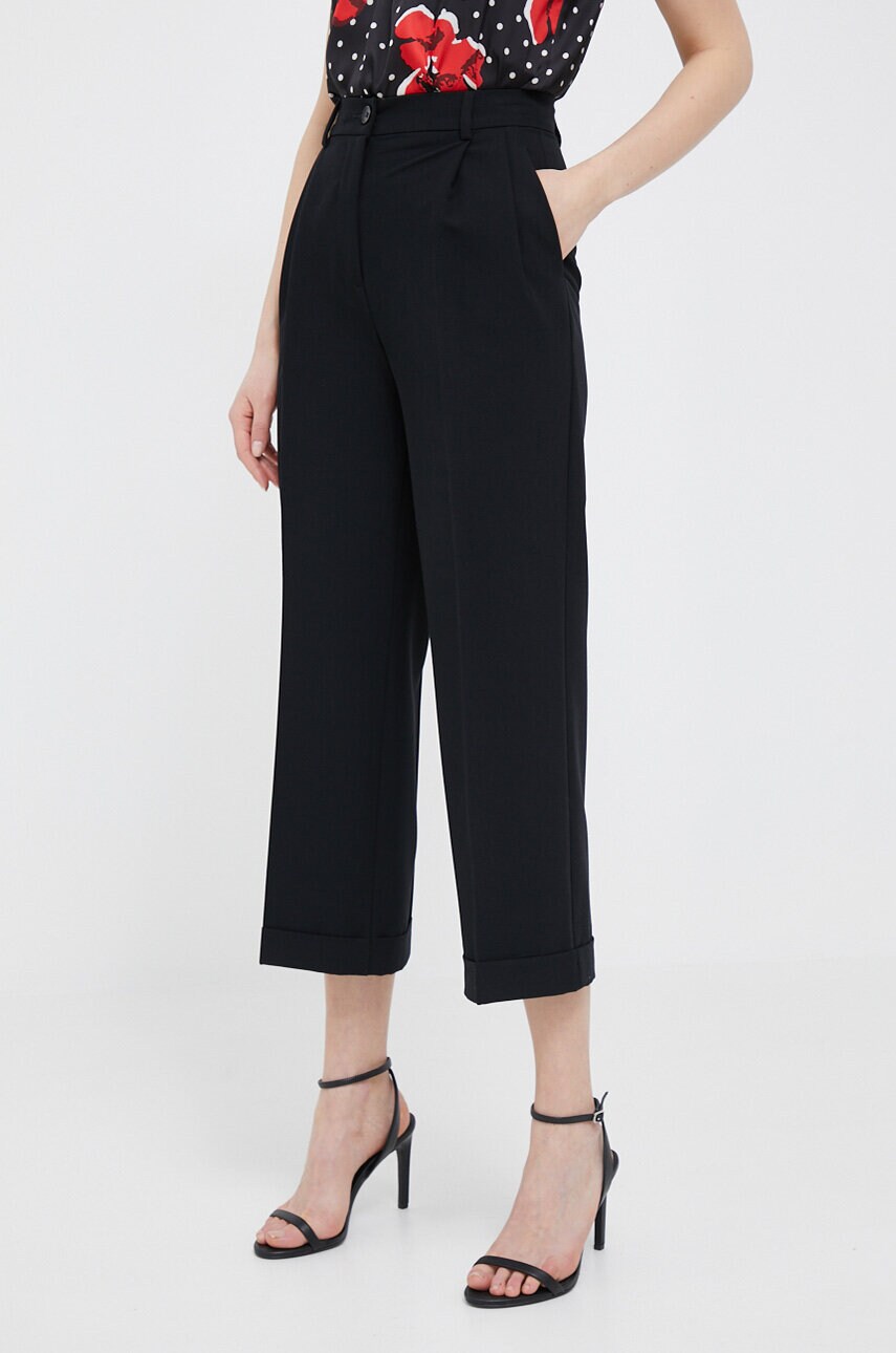 Sisley Pantaloni Femei, Culoarea Negru, Drept, High Waist