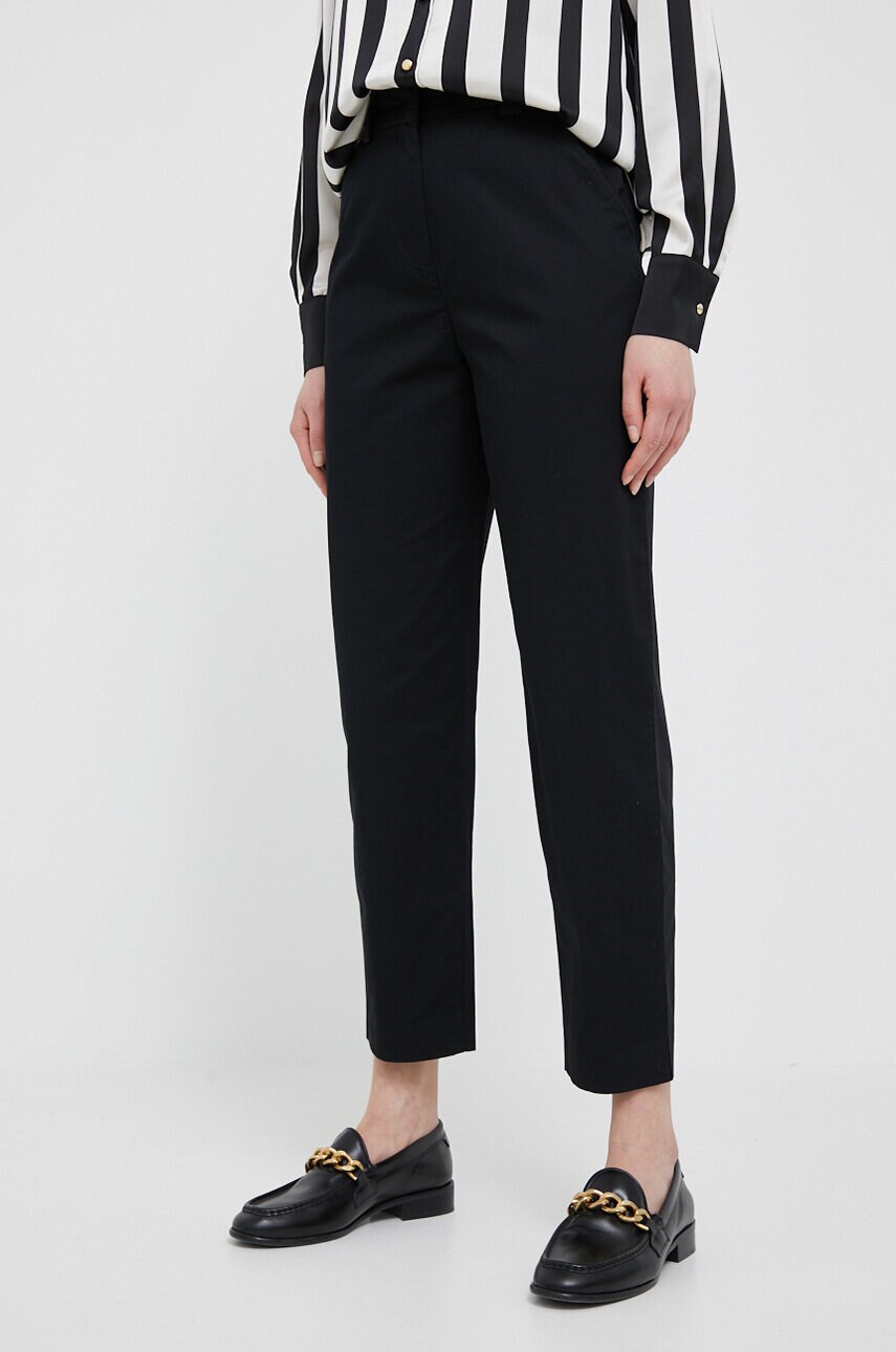

Хлопковые брюки Sisley цвет чёрный chinos высокая посадка