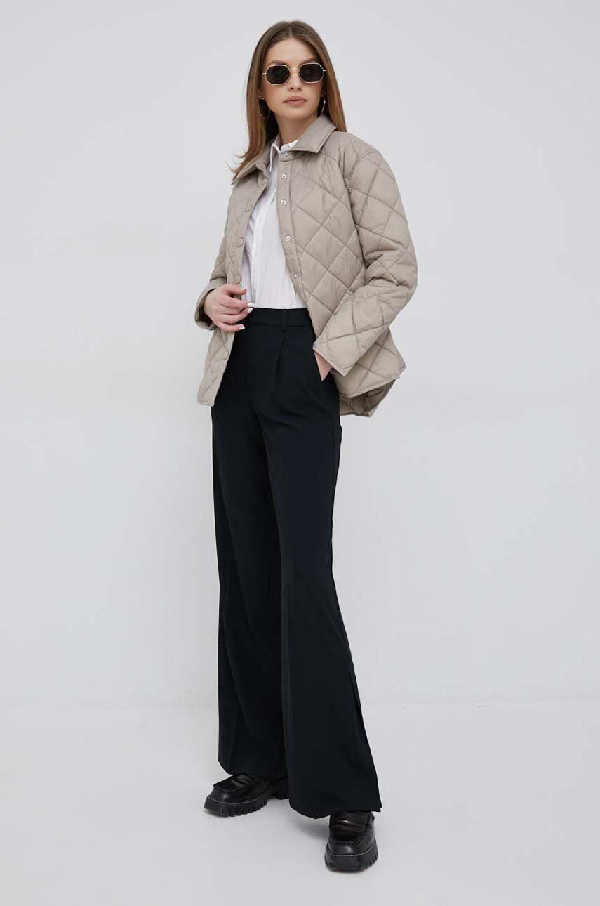 Kalhoty Sisley dámské, černá barva, široké, high waist - černá -  100 % Polyester