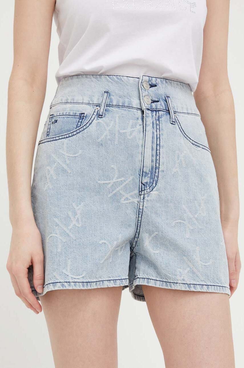 Levně Džínové šortky Armani Exchange dámské, vzorované, high waist