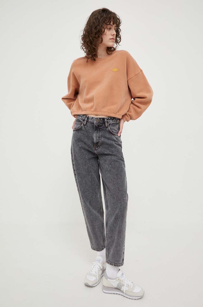 

Памучни дънки American Vintage в с висока талия, Сив