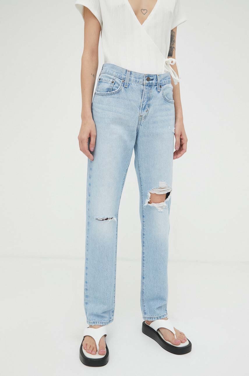 Levně Džíny Levi's MIDDY STRAIGHT dámské, medium waist