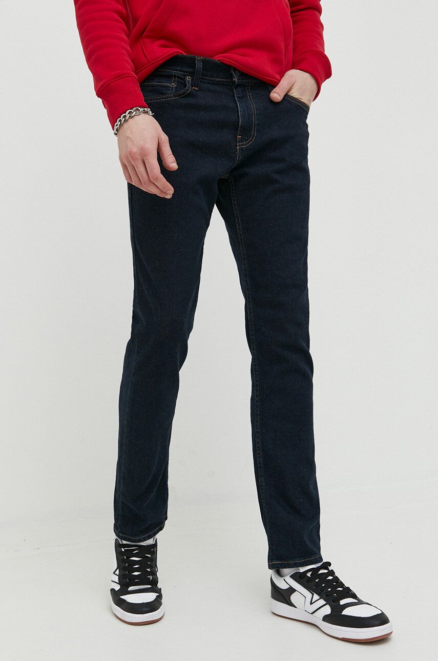 Hollister Co. jeansi barbati, culoarea albastru marin