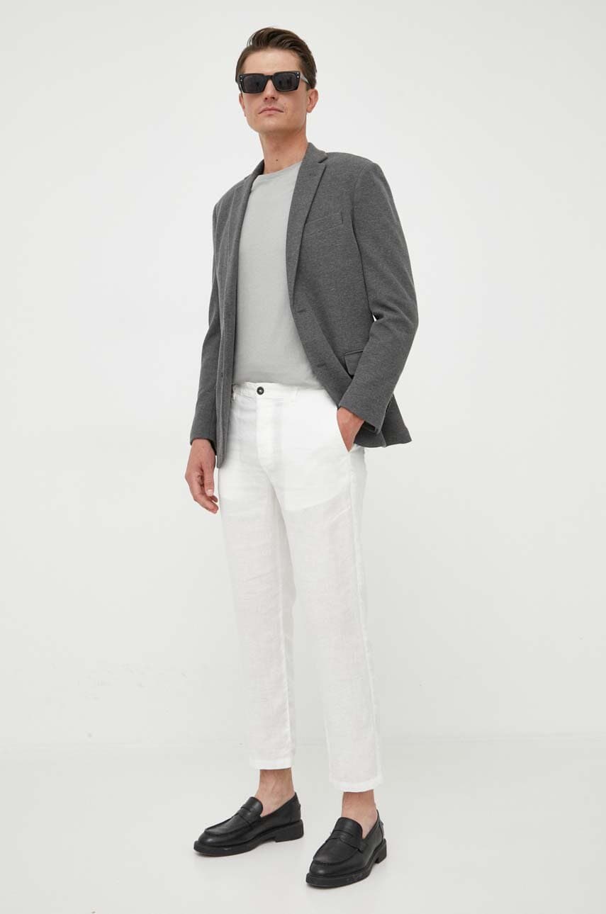 United colors of benetton pantaloni din in culoarea alb, drept