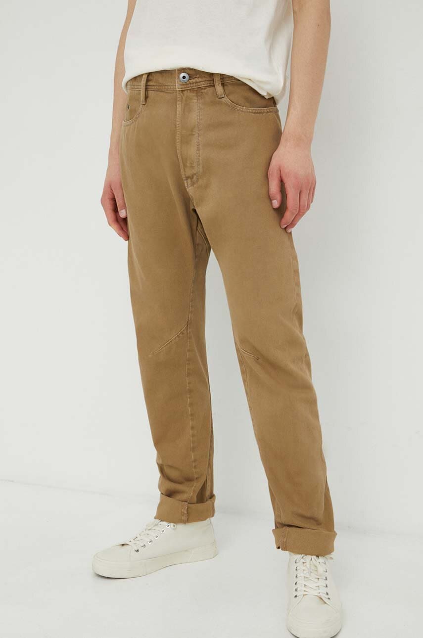 G-star Raw Pantaloni De Bumbac Culoarea Bej, Drept