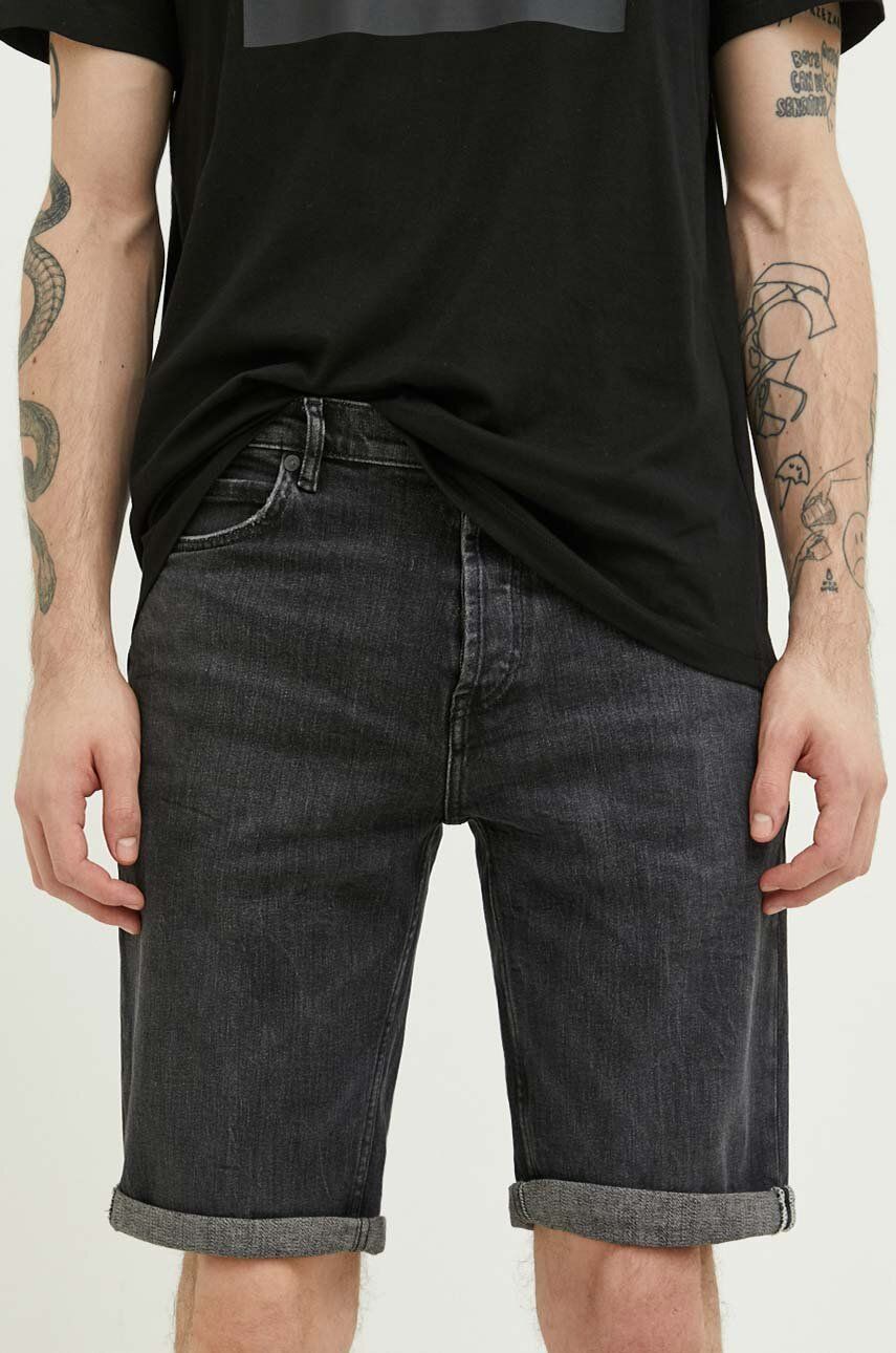 HUGO pantaloni scurti jeans 634 barbati, culoarea gri