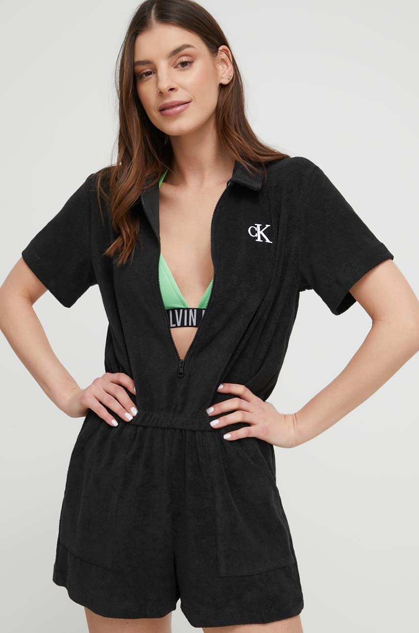 

Плажен гащеризон Calvin Klein в черно, Черен